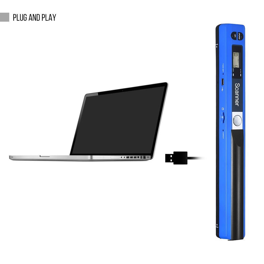 Portable Handheld Wand Wireless Scanner A4 Size 900DPI JPG/PDF Formate LCD Display with Protecting Bag for Business Document Reciepts Books Images