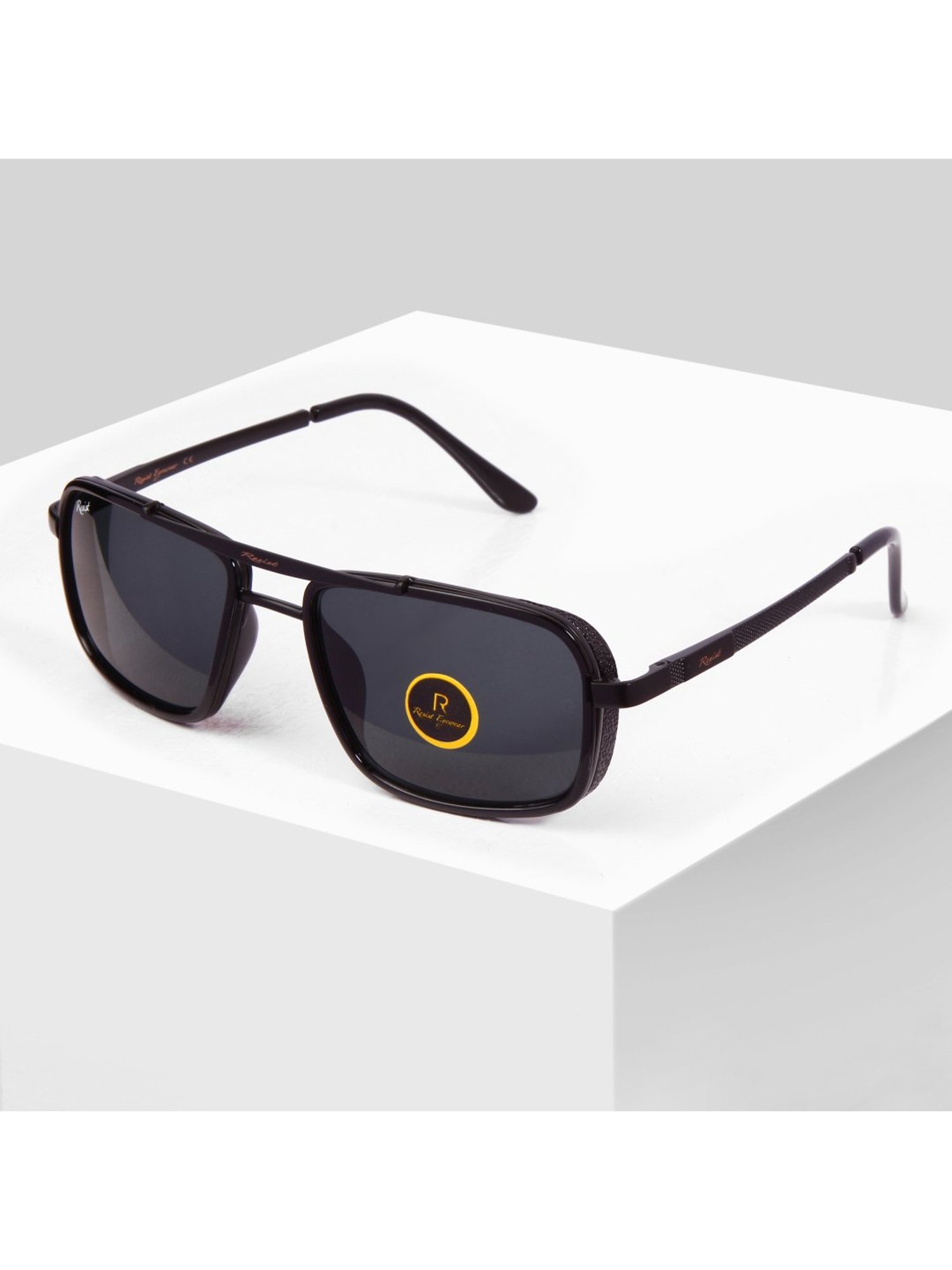Resist Eyewear Black Rectangular Unisex Sunglasses