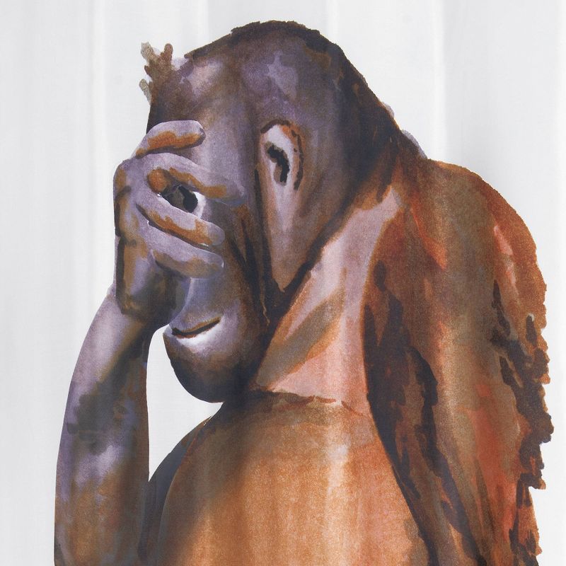 Weight Watcher Monkey Shower Curtain White/Brown - Allure Home Creations