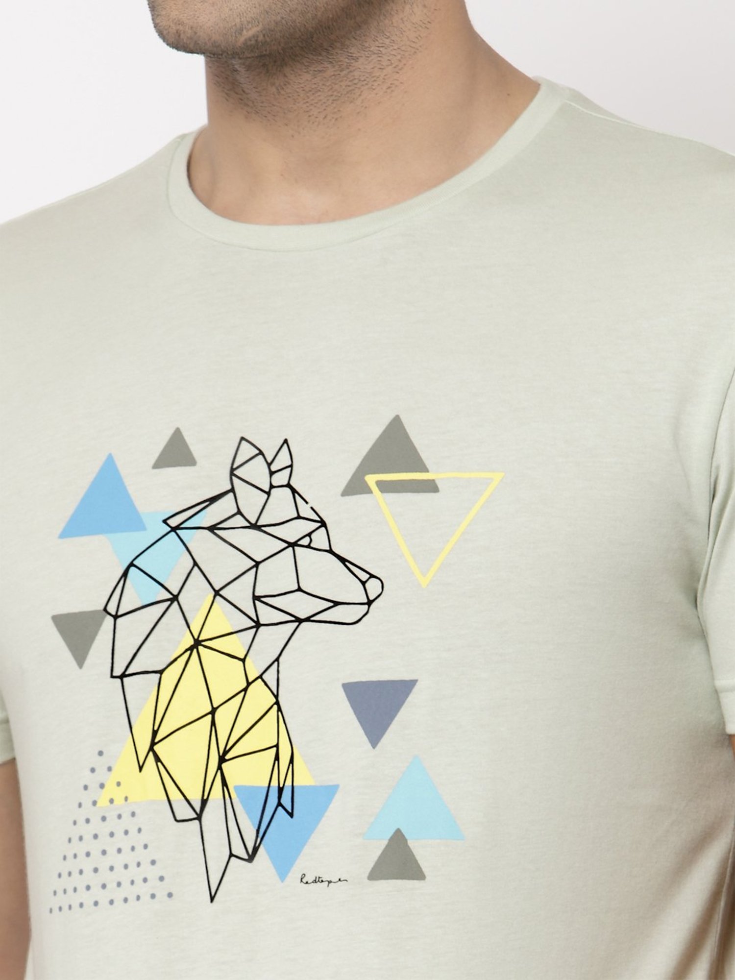 Red Tape Pista Green Regular Fit Cotton Crew T-Shirt