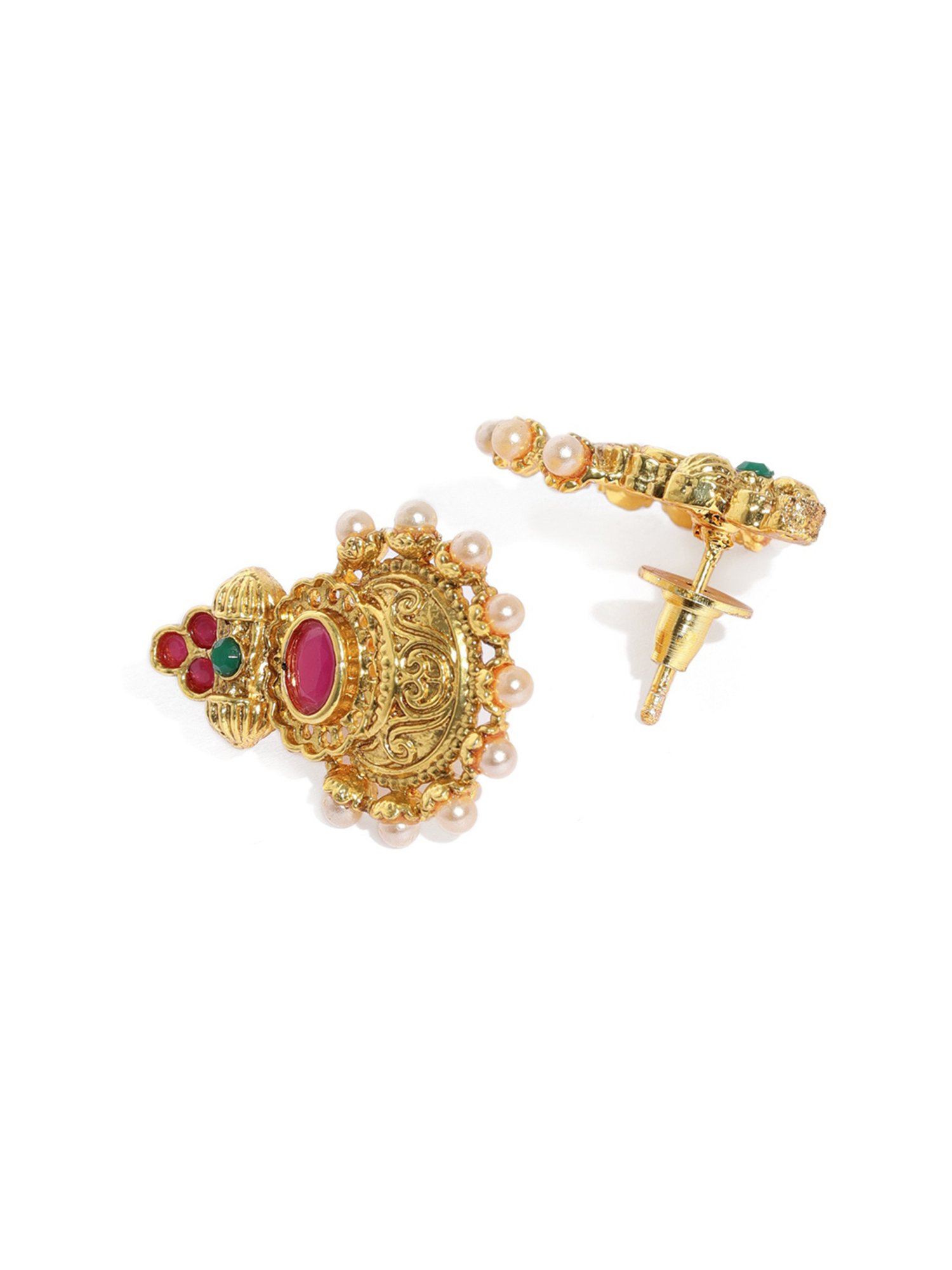 Zaveri Pearls Gold Tone Finely Detailed Enchanting Necklace & Earring Set-ZPFK9381