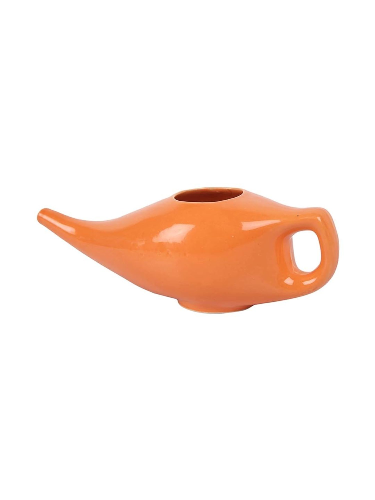 PAXMAX Porcelain Ceramic Neti Pot for Nasal Cleansing (Orange)