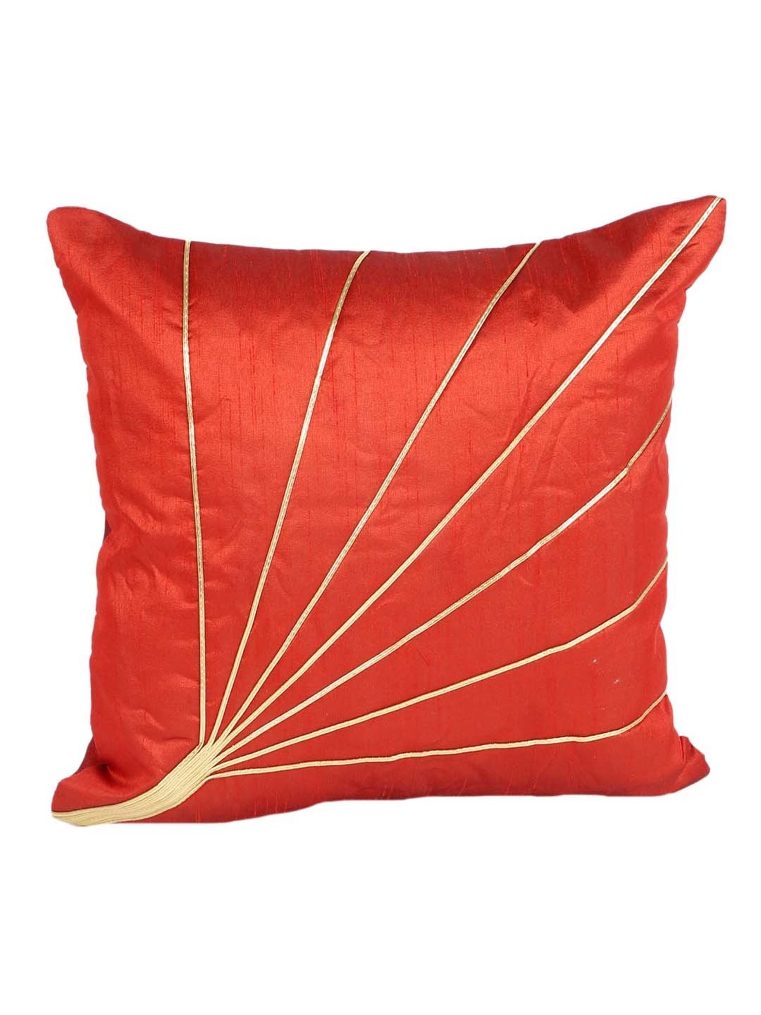 MFD HOME Furnishing Red Polyester Cushion Cover - Set of 1