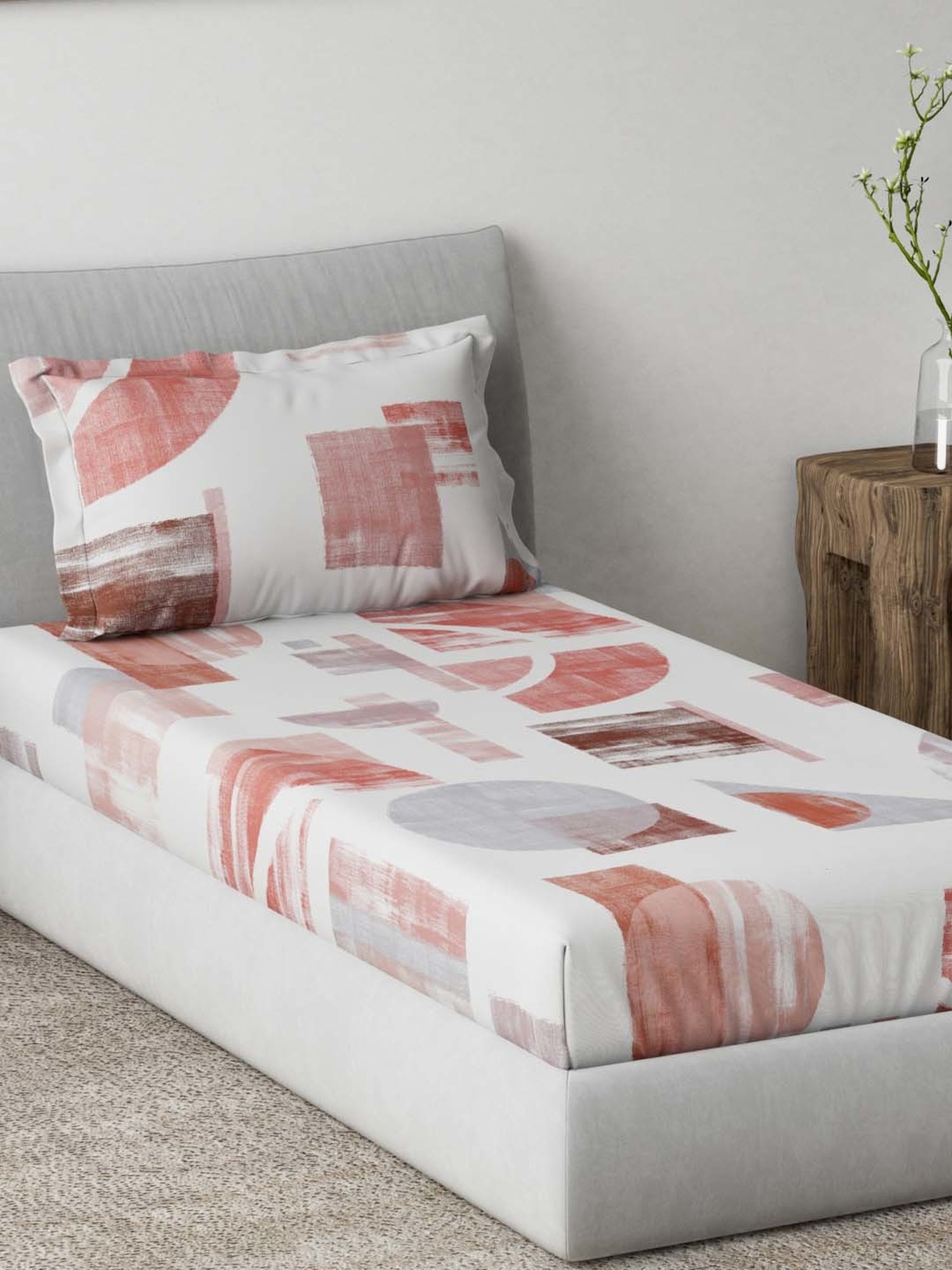 Ddecor Live beautiful Radiance Red 144 TC Cotton Single Bedsheet with 1 Pillow Cover