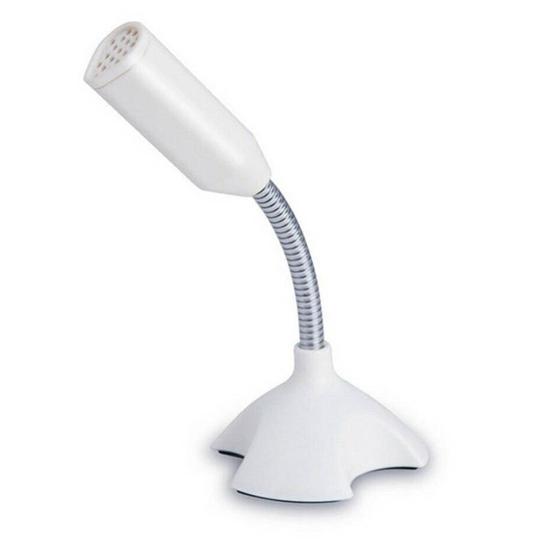 Adjustable USB Laptop Microphone Mini Studio Speech Microphone Stand Mic With Holder for Desktop PC, Ideal for YouTube,Skype,Recording,Games (White)
