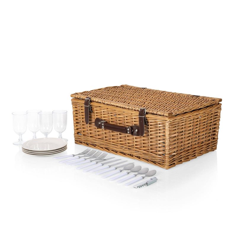 Picnic at Ascot Insulated Picnic Basket/Cooler Fully Equipped with Service for 2 - Trellis Green