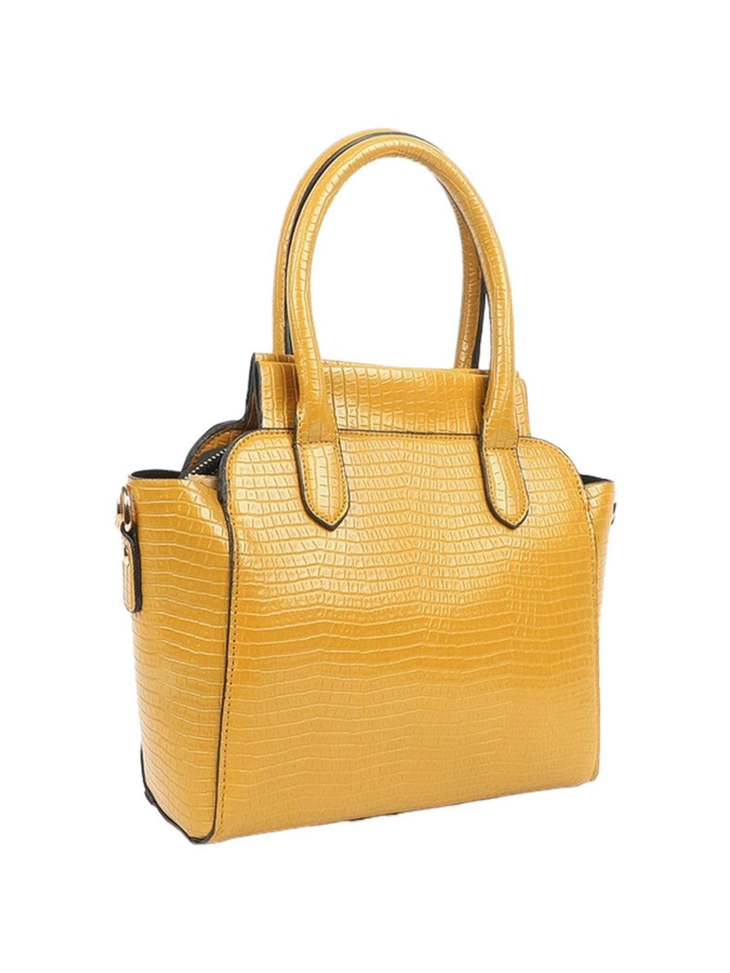 Carlton London Mustard Textured Medium Handbag