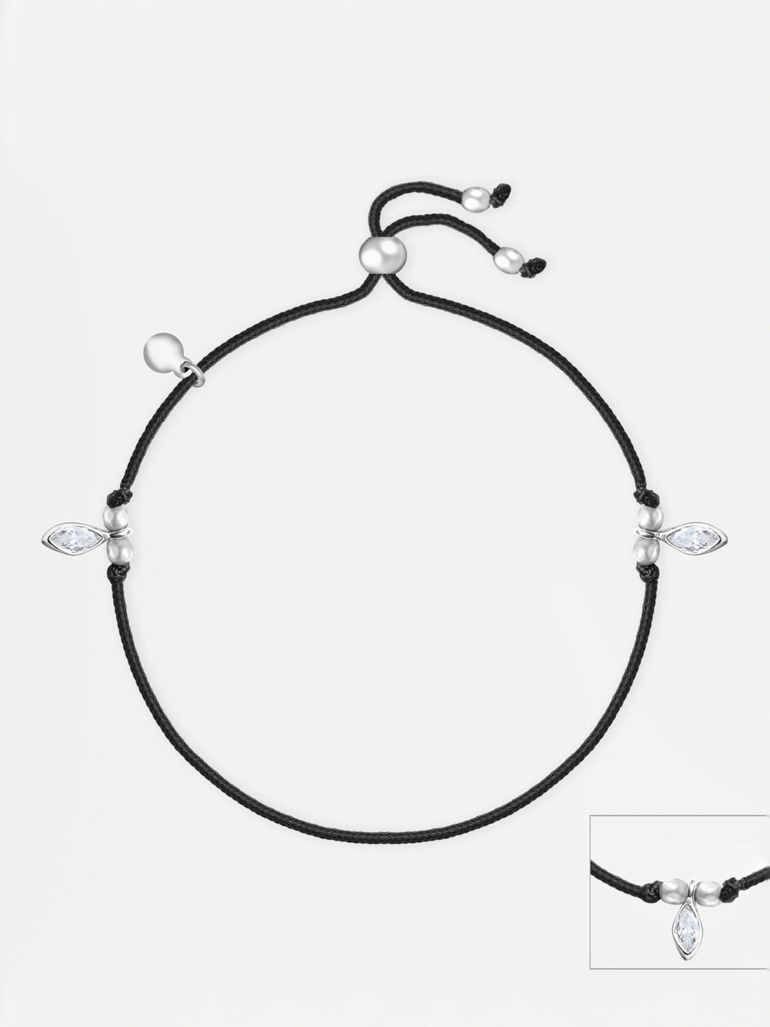 Touch925 Crystal Edge Silver Thread Anklet for Women