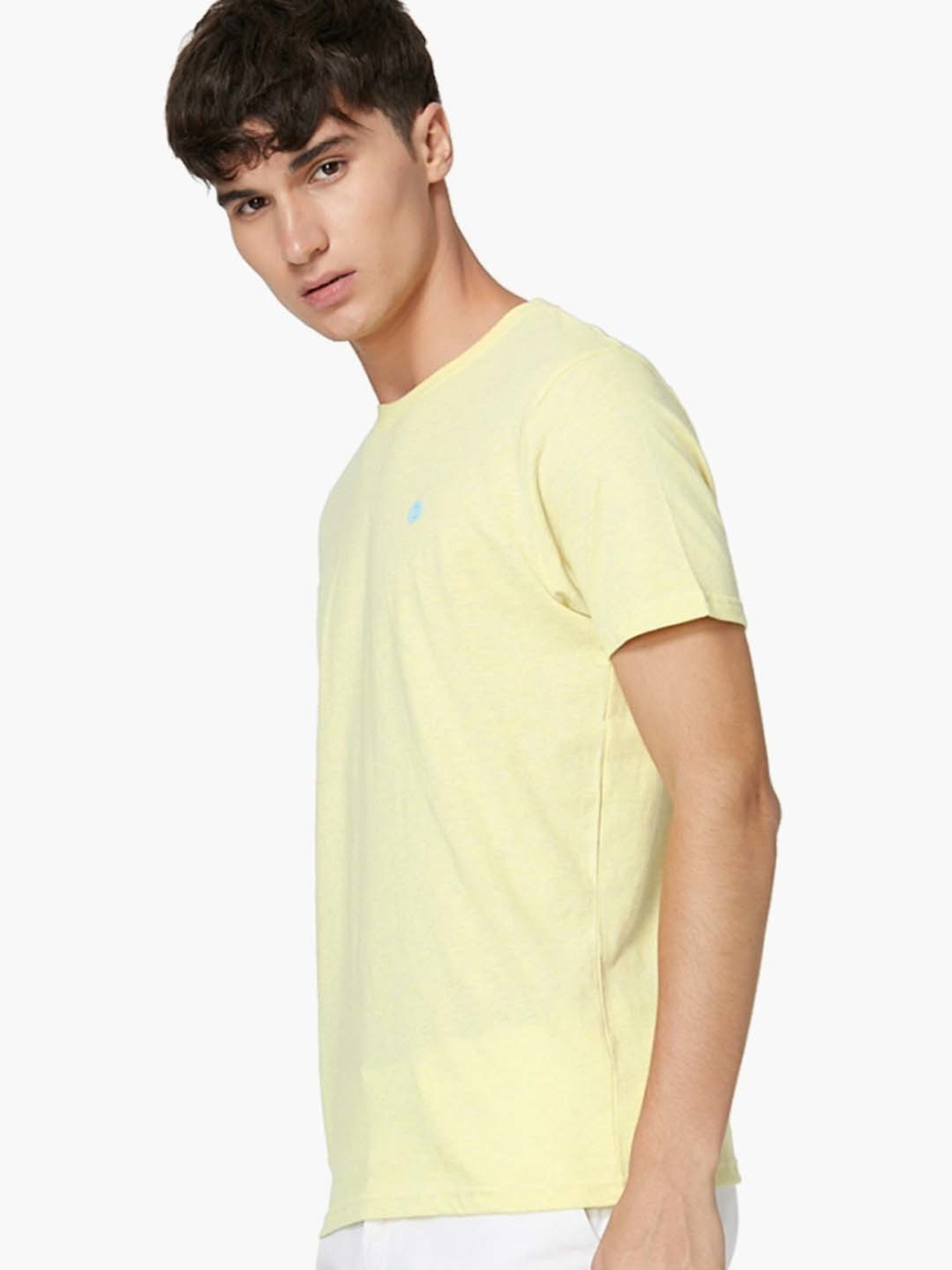 BOSSINI Yellow Cotton Regular Fit T-Shirt