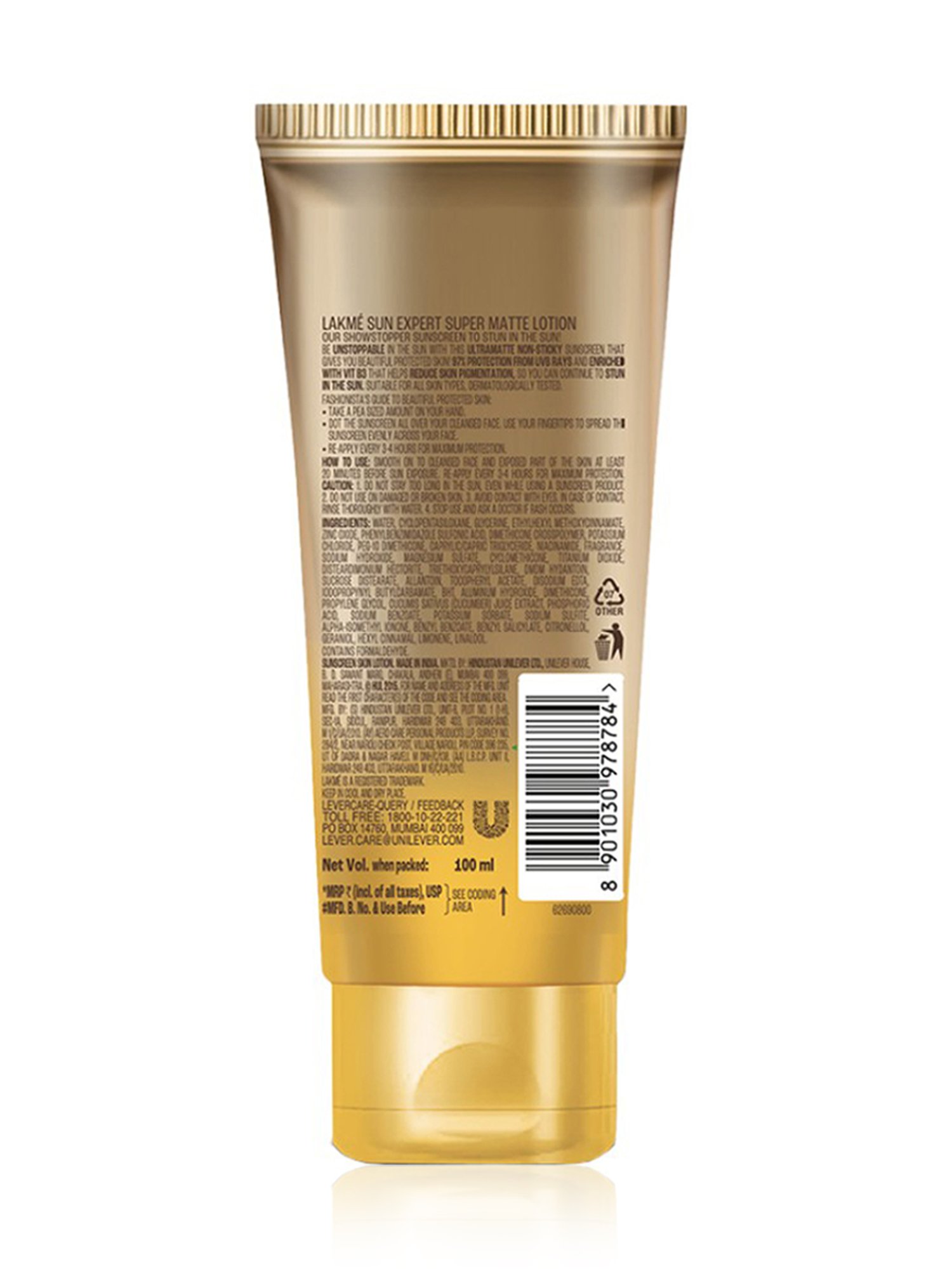 Lakme 9 To 5 Skin Perfect Collection Sun Expert Super Matte Sunscreen Lotion SPF 50 PA +++ - 100 ml