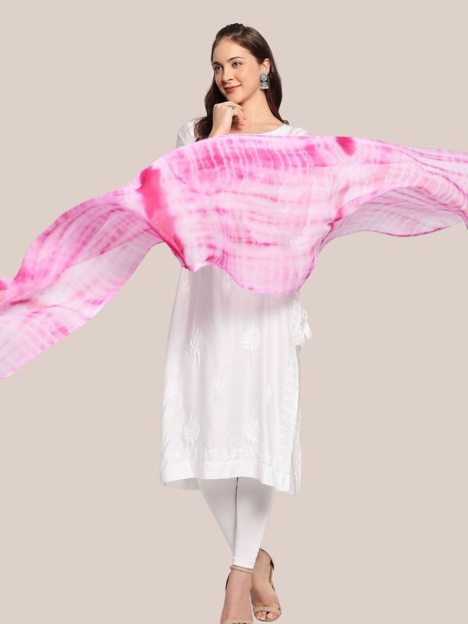 Dupatta Bazaar Pink Tie & Dye Dupatta