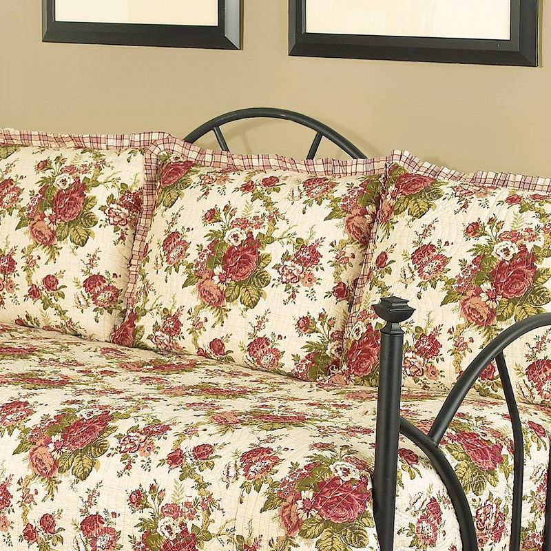 Cream Floral Norfolk Reversible Quilt Set (Daybed) 5pc - Waverly