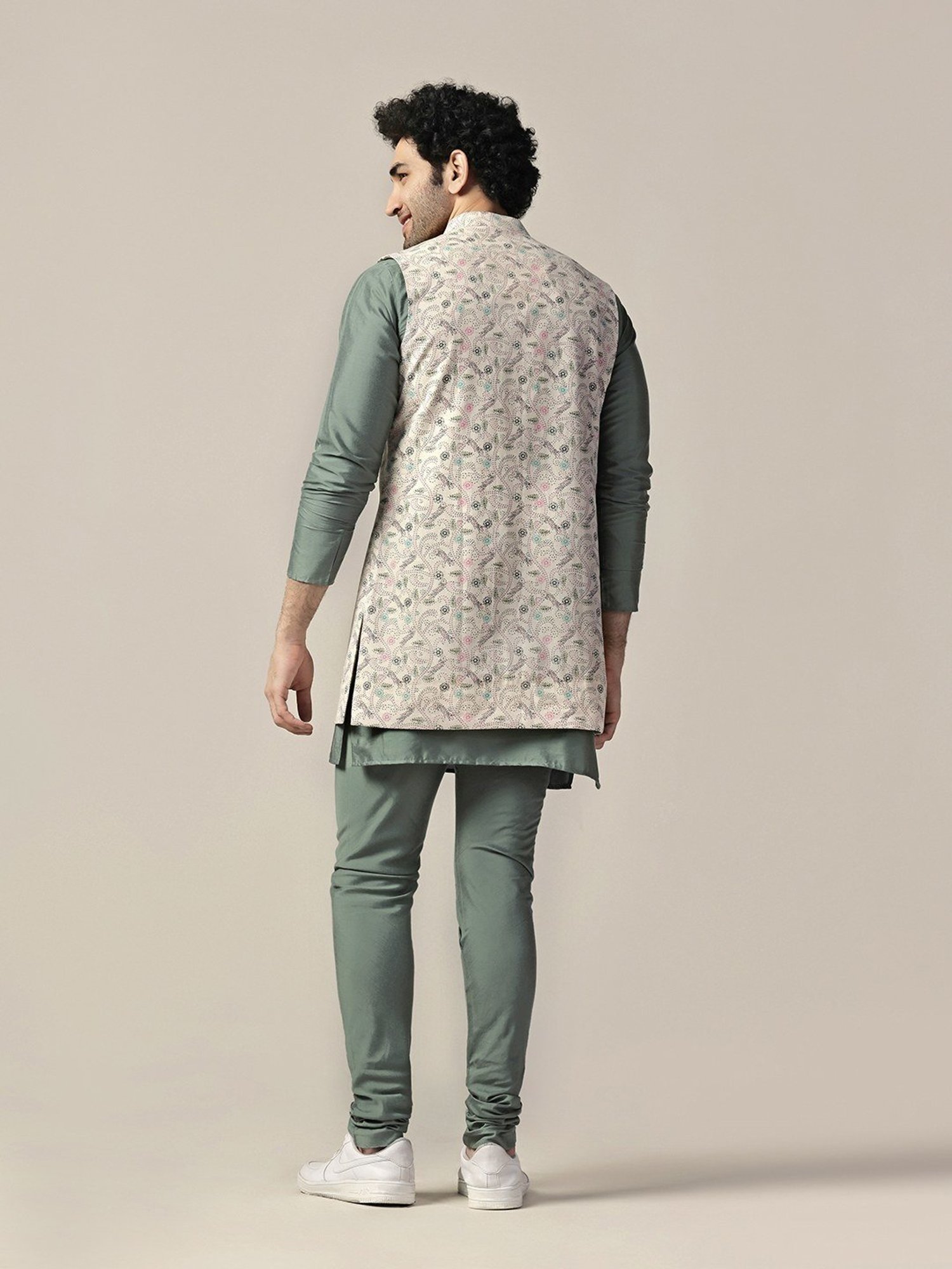 Sanwara White Regular Fit Chikankari Kurta & Churidar Set