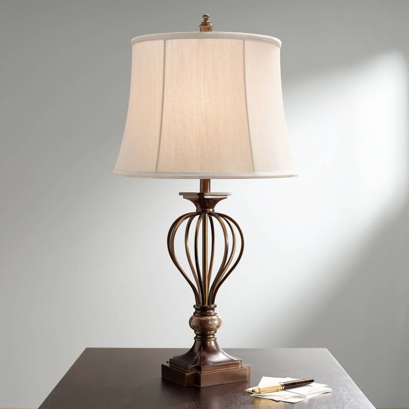 Kathy Ireland Villa Roma Open Cage Marble Accent Table Lamp