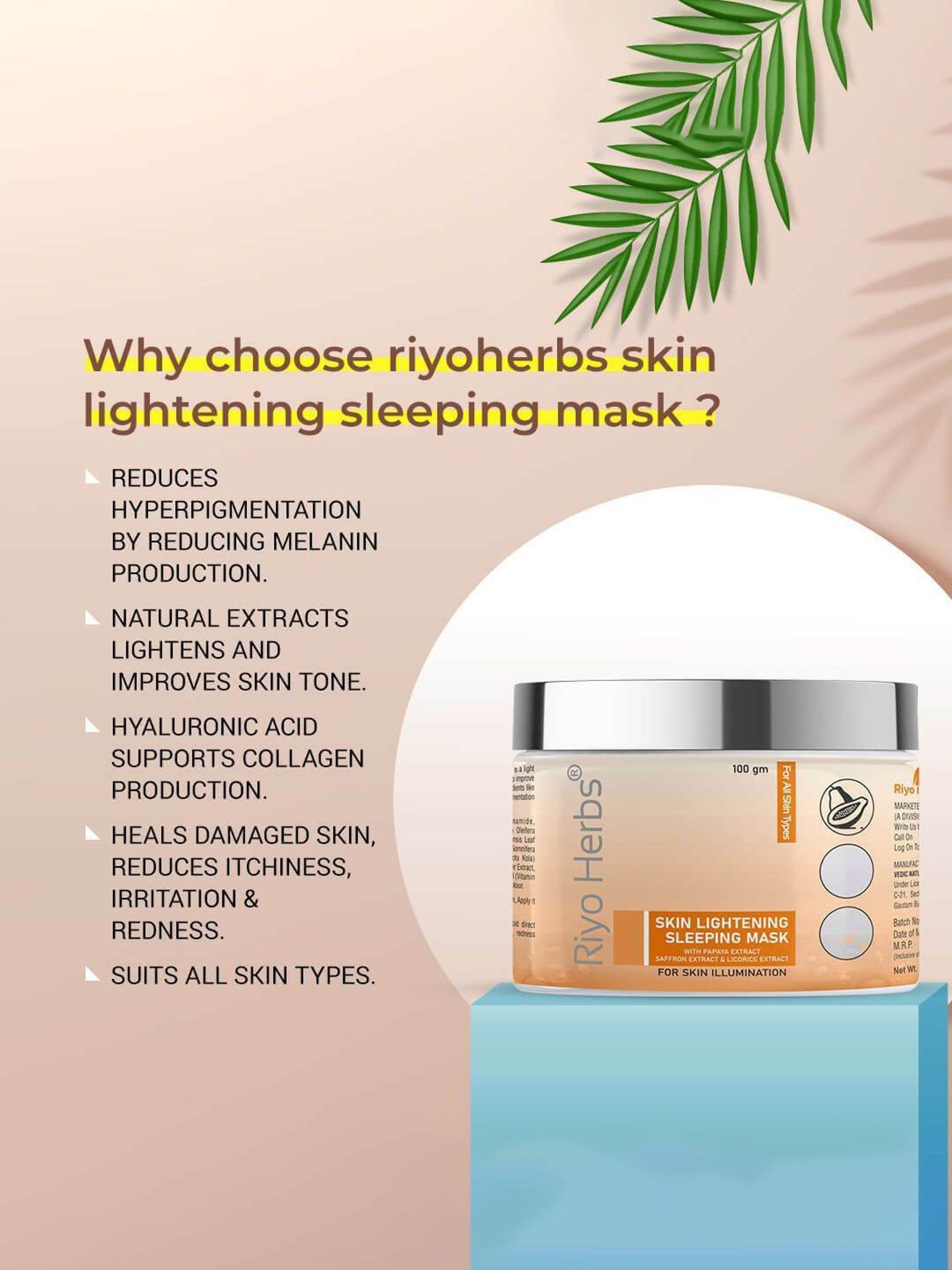 Riyo Herbs Lightening Sleeping Mask - 100 gm