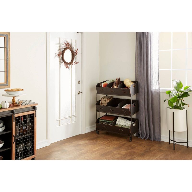 Metal Rolling Cart with 3 Shelves Black - Olivia & May