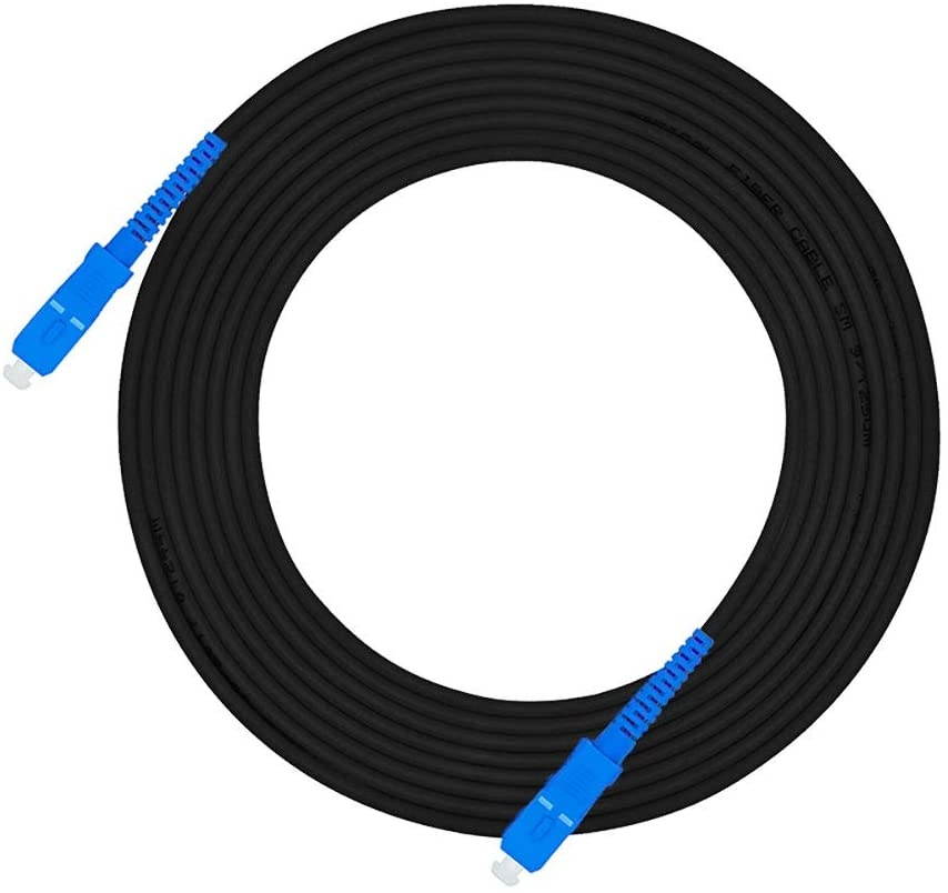 Jeirdus 100ft 100feet 30m SC to SC Outdoor Armored Simplex 9/125 SM Fiber Optic Cable Jumper Optical Patch Cord Singlemode 30Meters 100ft SC-SC