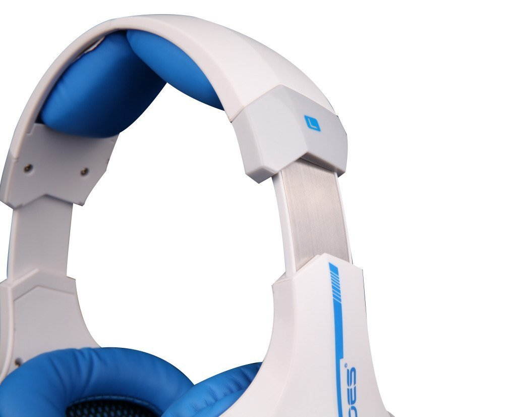 SADES A60 7.1 USB Pro PC Gaming Headset Surround Sound Stereo Over-the-Ear Headband Headphones with High Sensitivity Mic Bass Vibration Noise-Canceling Volume Control Wolf Logo Flashing LED Lightings