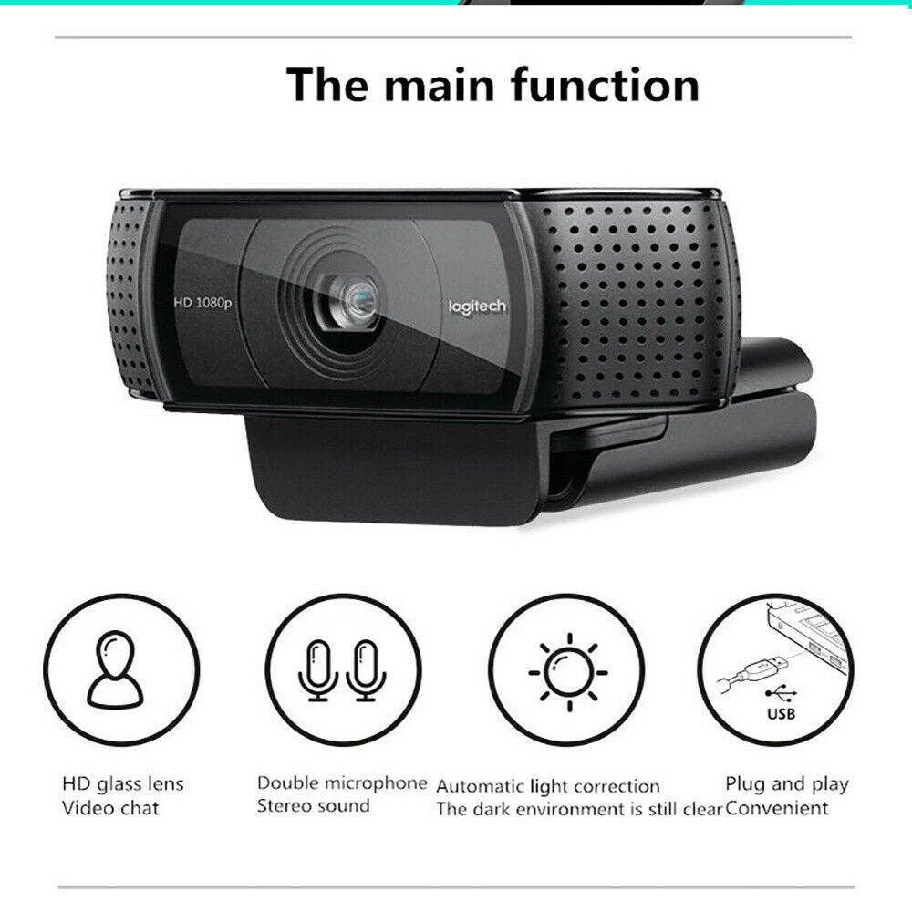 New Logitech Pro C920e HD Pro Webcam Widescreen Video Chat Recording USB Smart 1080p Web Camera For Computer C920 Upgrade Version CMOS