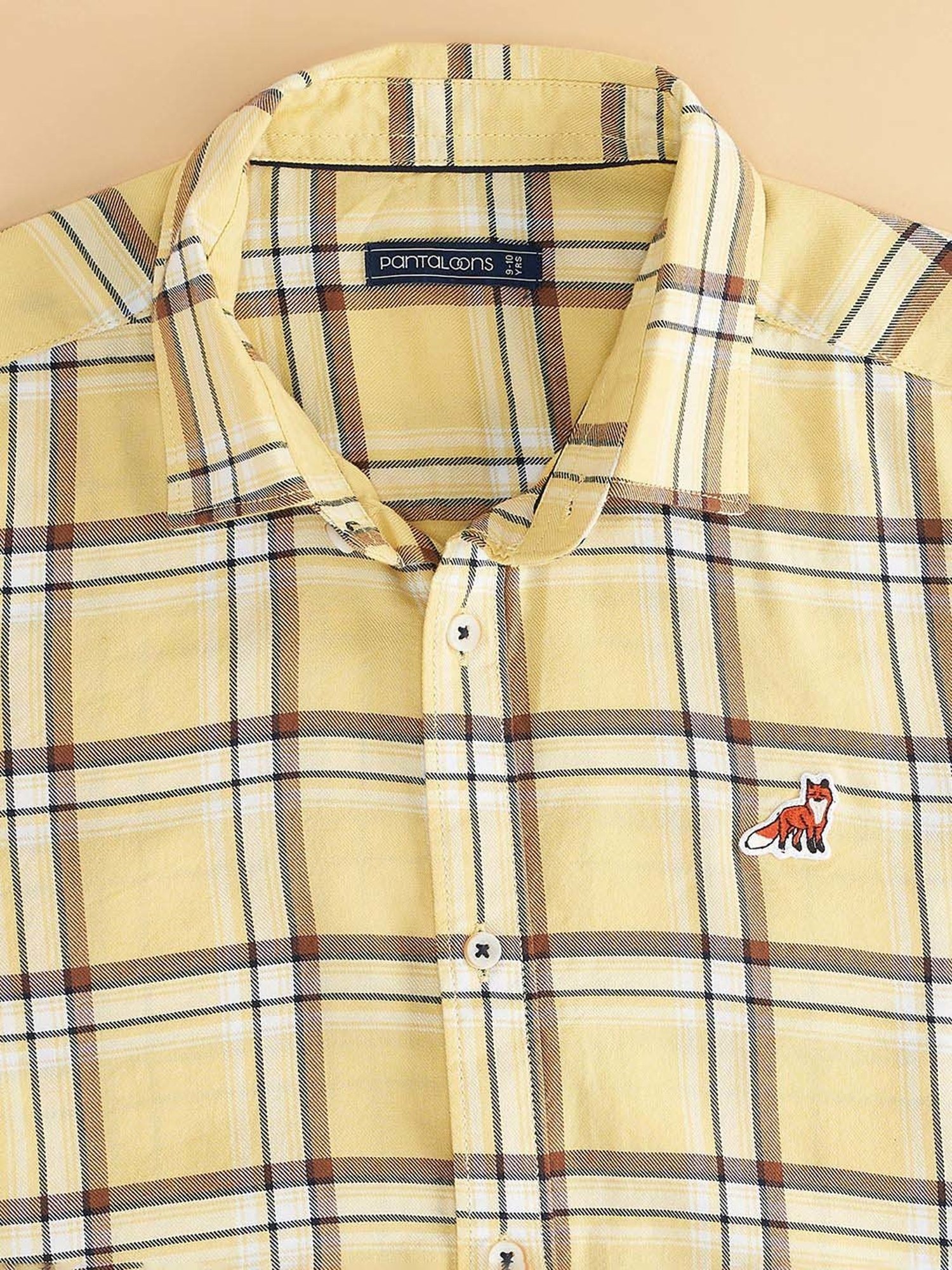 Pantaloons Junior Yellow Cotton Chequered Shirt