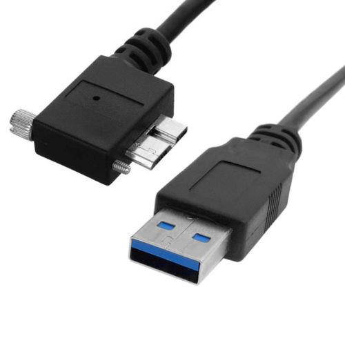 USB 3.0 Male to 90 Degree Right Angled Micro-B Micro USB 3.0 Type-B Male Data Cable with Screws Mount for Industrial Camera 3m