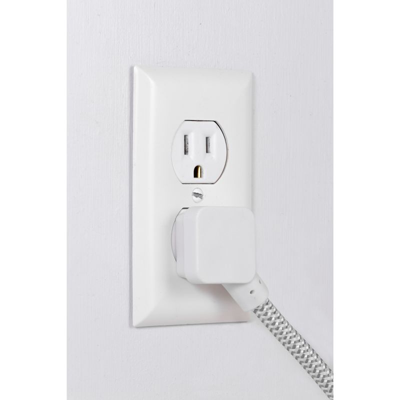 Cordinate 4' 2 Outlet 2 USB 2.4A Extension Cord Braided Gray/White