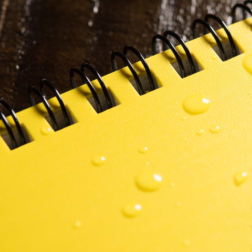 Rite in the Rain Weatherproof Side Spiral Notebook, 4 5/8" x 7", Yellow Cover, Field Pattern (No. 353)