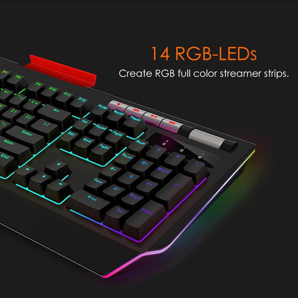 Docooler Mechanical Keyboard USB Wired Gaming Backlit Keyboard with RGB Light Phone Holder Multimedia Roller Programmable 114 Keys for Laptop PC Desktop Computer Gamer Keyboard Ajazz