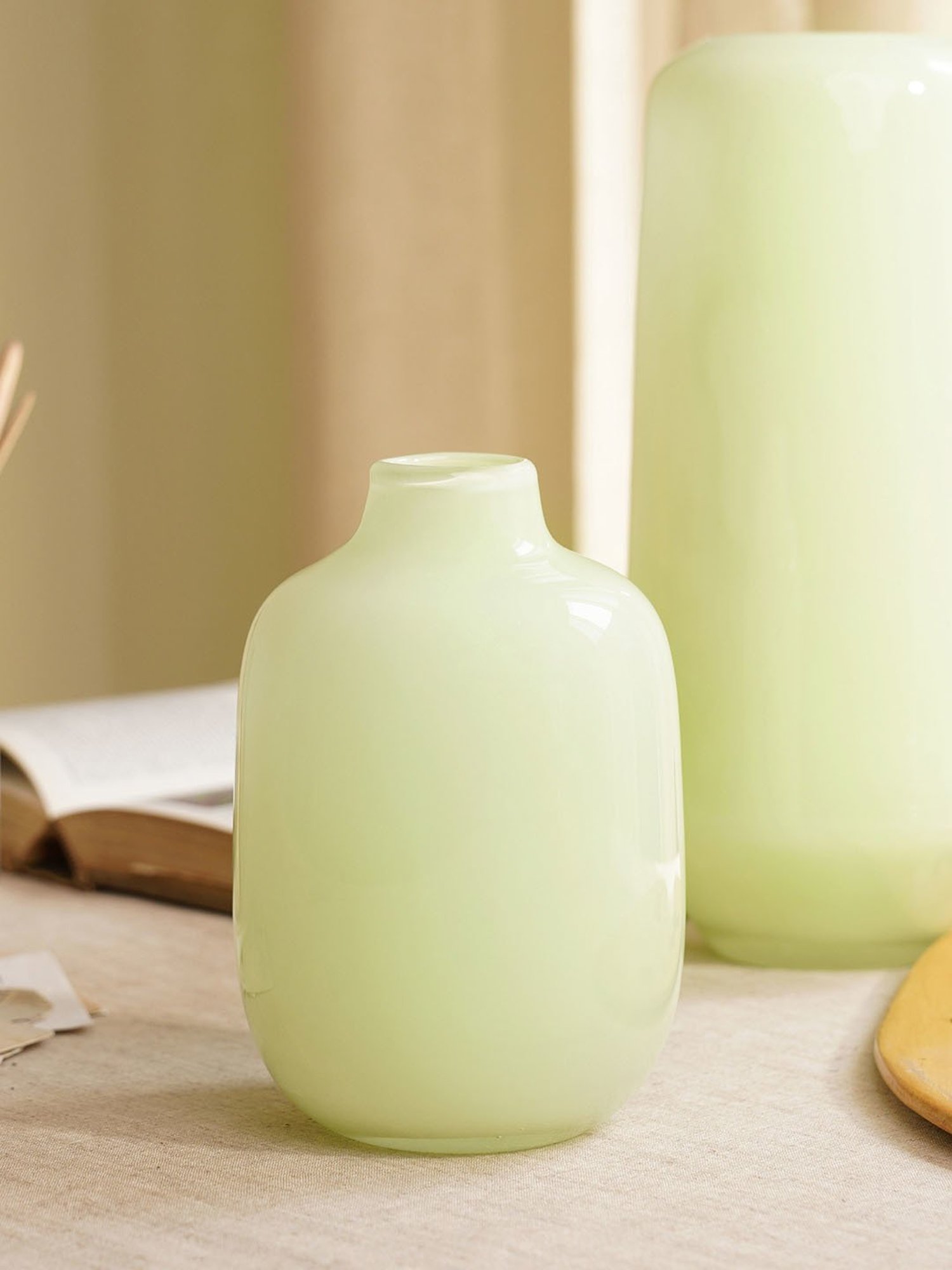 Pure Home and Living Green Glass Powder Finish Vase