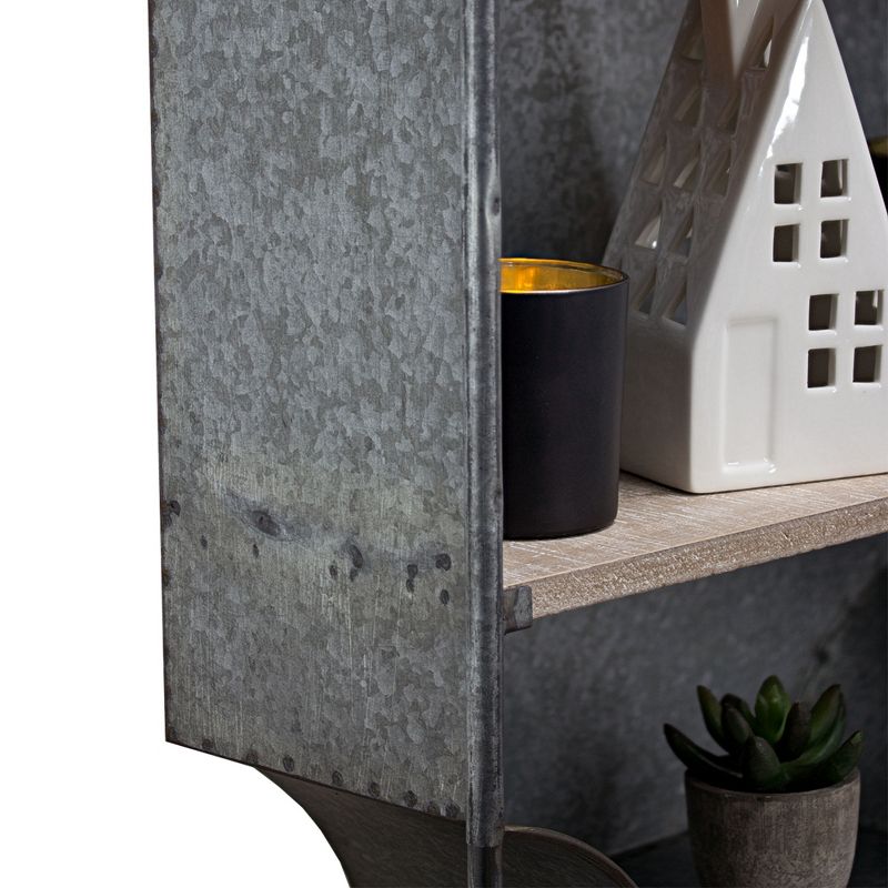 24.5" x 16.7" Decorative Galvanized Metal Wall Shelf Gray - E2 Concepts