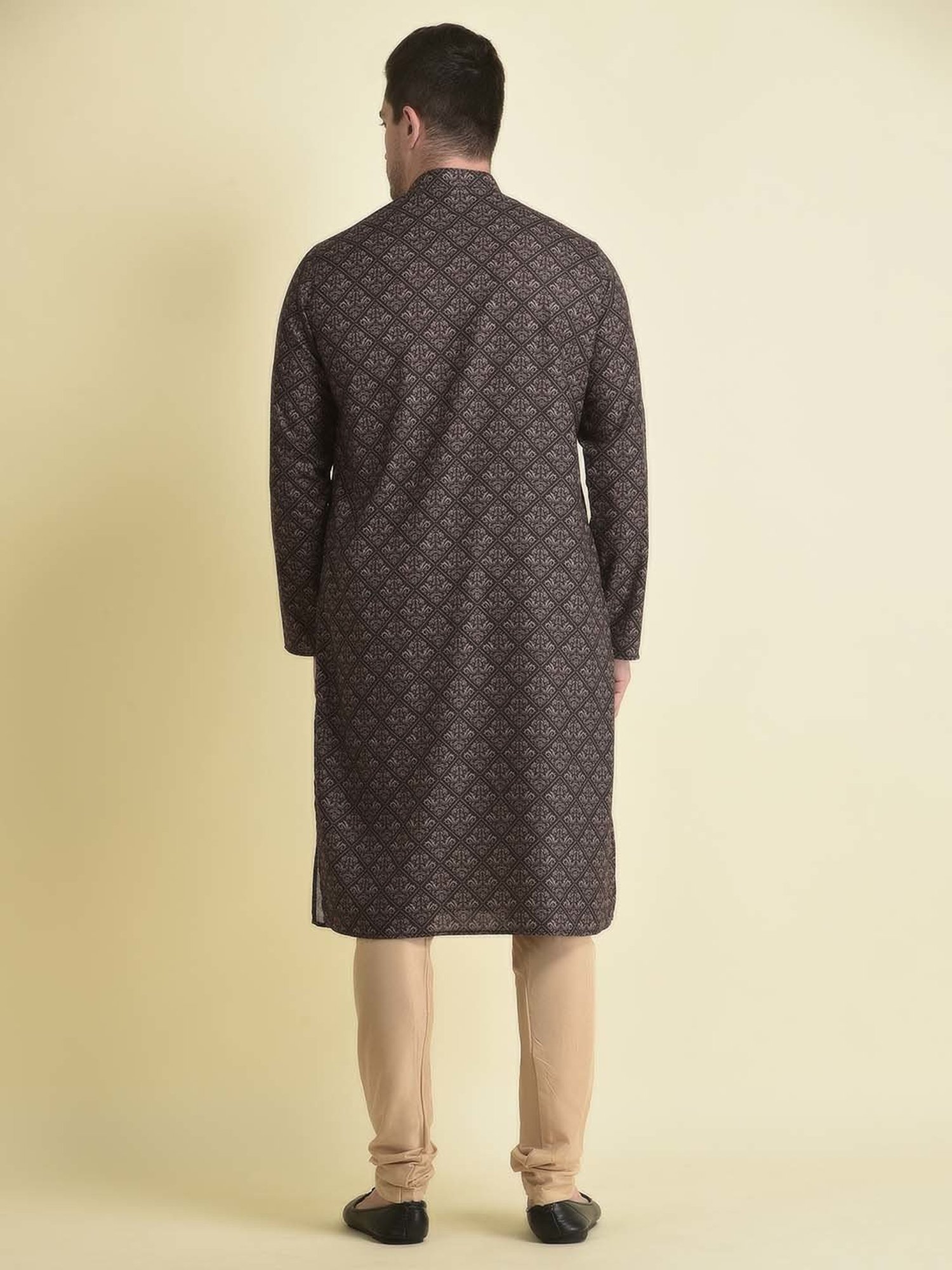 TABARD Black & pink Regular Fit Print Kurta with Churidar Set