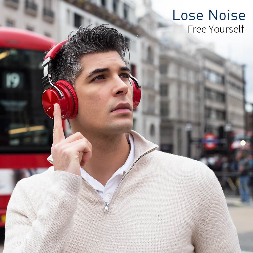 COWIN E7 Pro [2018 Upgraded] Active Noise Cancelling Headphones Bluetooth Headphones with Mic Hi-Fi Deep Bass Wireless Headphones Over Ear 30H Playtime Travel Work TV Computer Cellphone - Blue