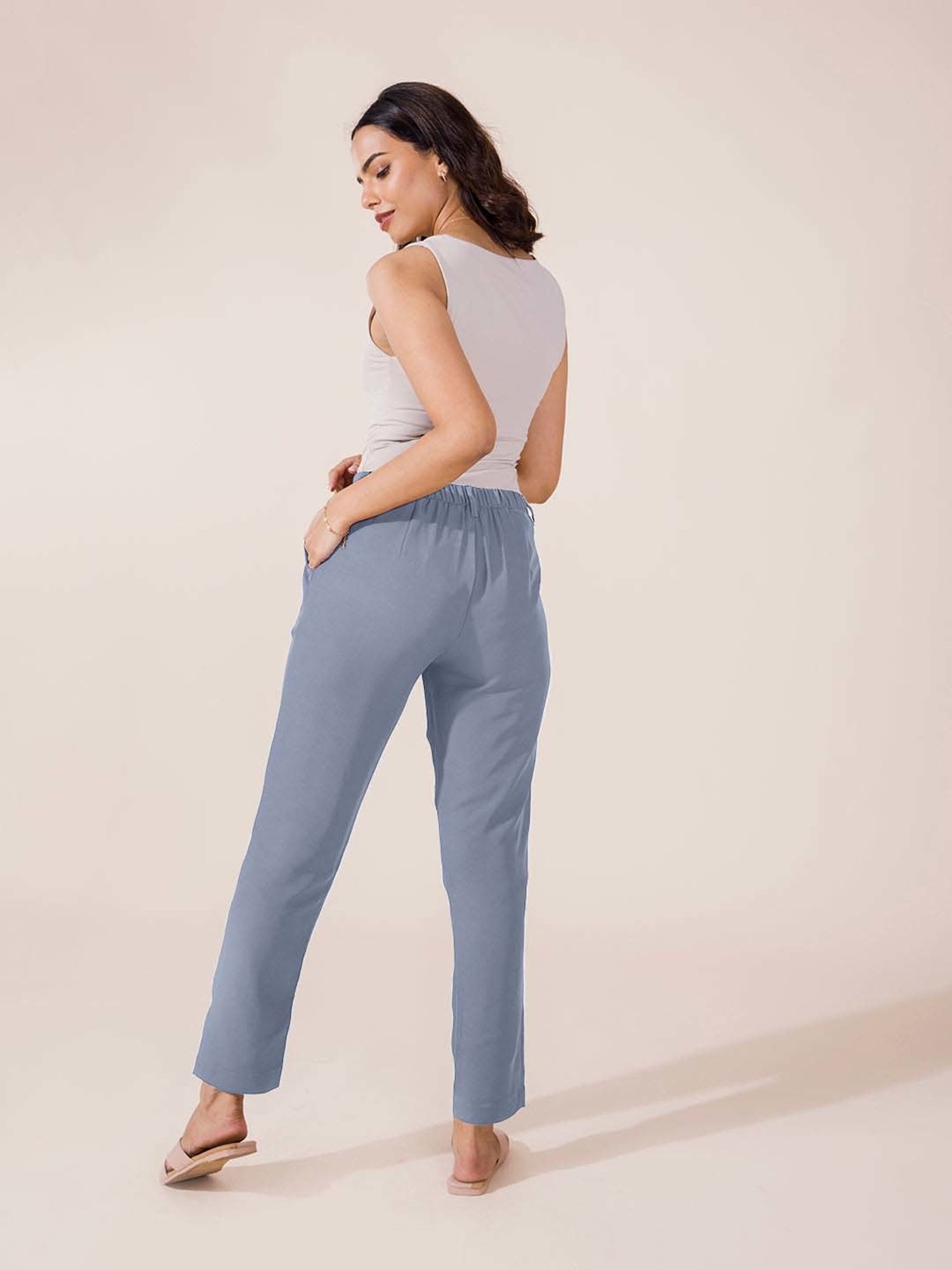 Go Colors! Blue Mid Rise Formal Trousers