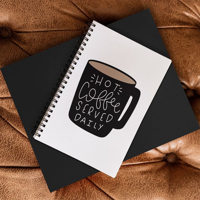Allyson Johnson Hot Coffee Served Daily Spiral Notebook - Deny Designs