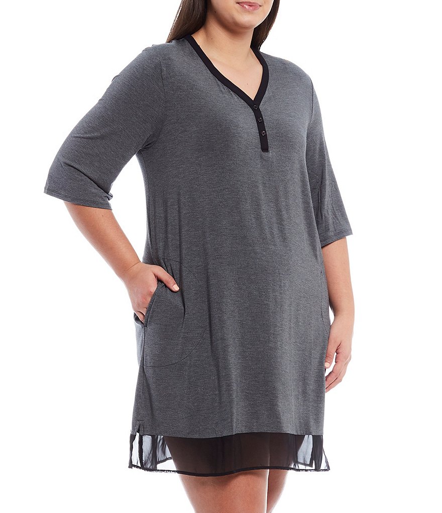 Rya Plus Darling Scoop Neck Charmeuse & Lace Solid Chemise