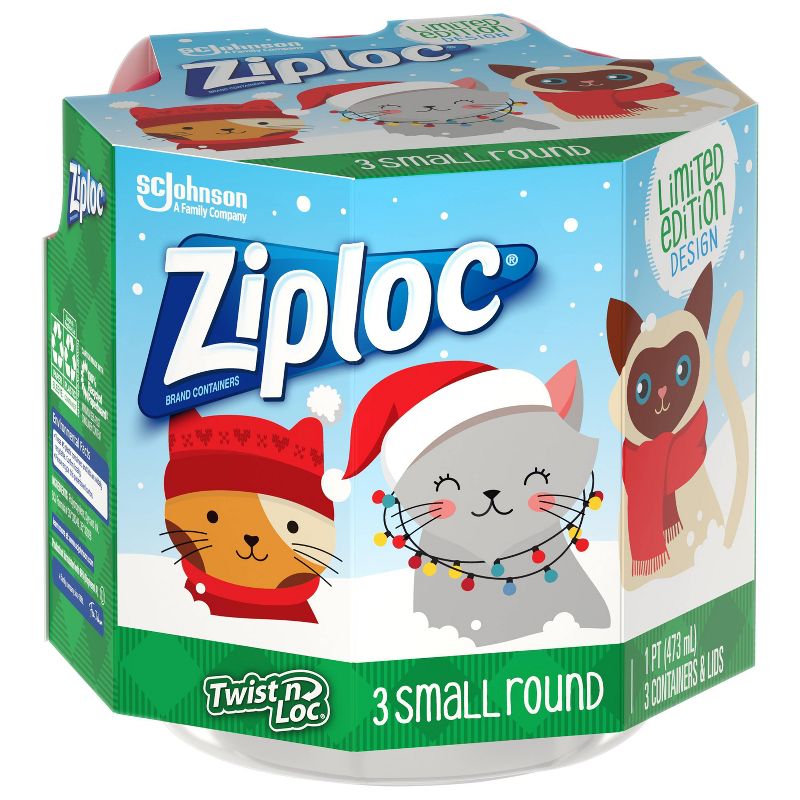 Ziploc Holiday Twist 'N Loc Storage Containers - Red - 16oz/3ct