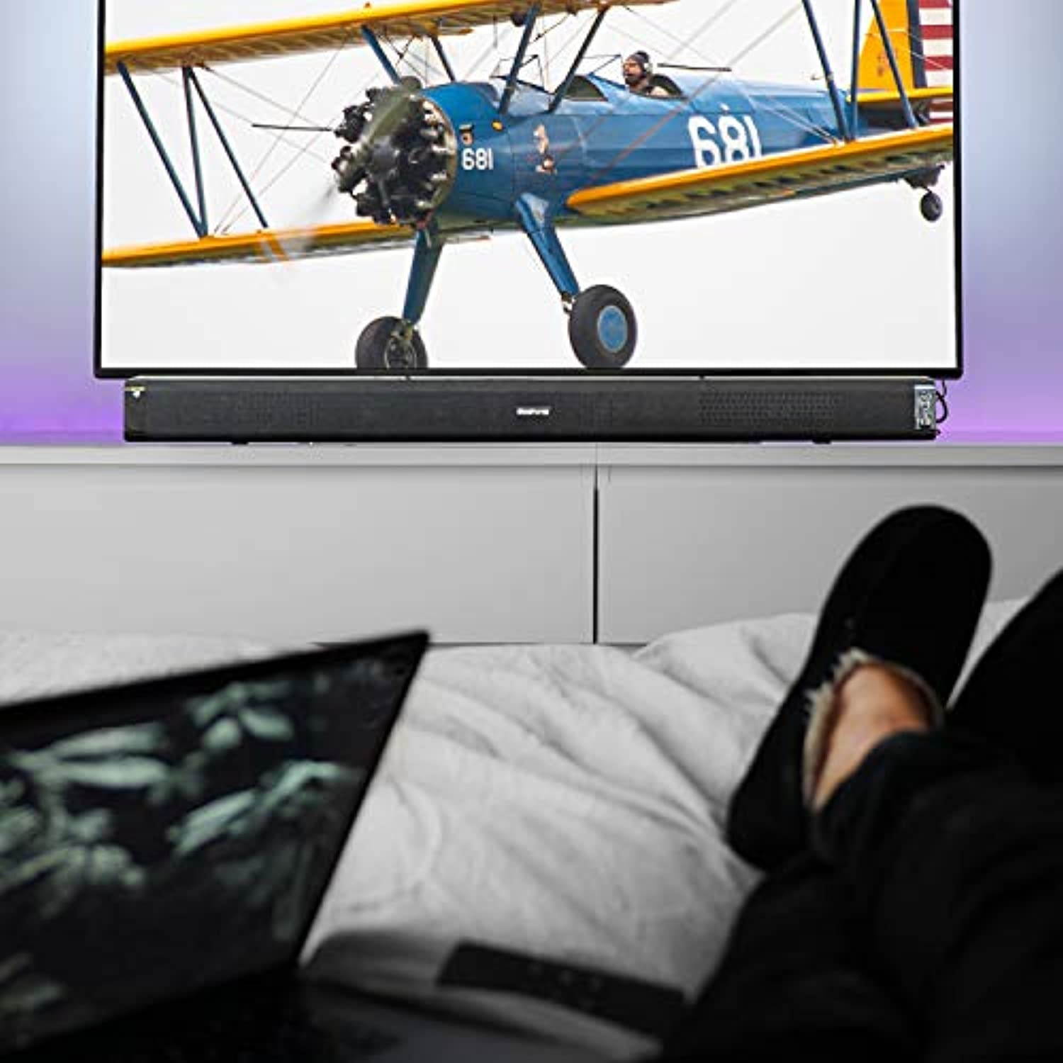 Deco Home 60W Soundbar with Subwoofer - Premium 2.1 Channel Audio - Wireless Connectivity (SB100BLK)