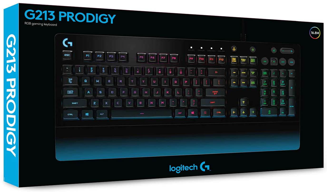 Brilliant Color Spectrum Illumination,Dedicated media control,Logitech G213 Gaming Keyboard with Dedicated Media Controls, 16.8 Million Lighting Colors Backlit Keys, Spill-Resistant and Durable Design