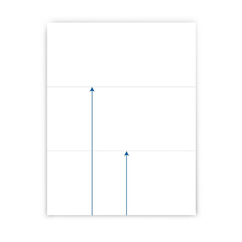 5pk 500 Sheets/Pack 20lb 3.66" and 7.33" Horizontal Perforated Paper 8.5"x11" White - PrintWorks