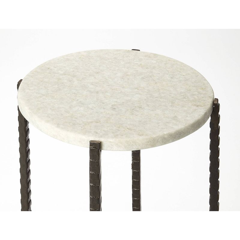 Nigella Round Marble & Metal Accent Table White - Butler Specialty