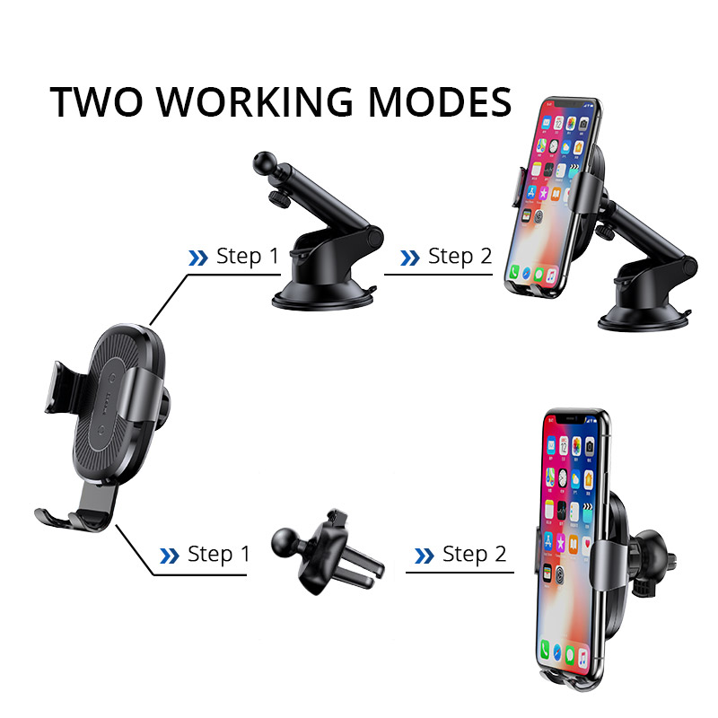 Baseus 2 in1 Qi Wireless Car Charger for iPhone XS Max Samsung S8 Quick Wireless Charging Charger Car Mount Mobile Phone Holder