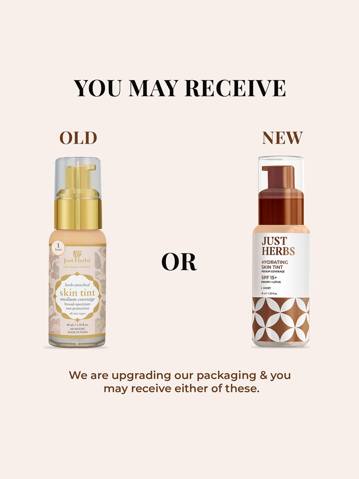 JUST HERBS Hydrating Skin Tint SPF 15+ 1 Ivory - 40 ml