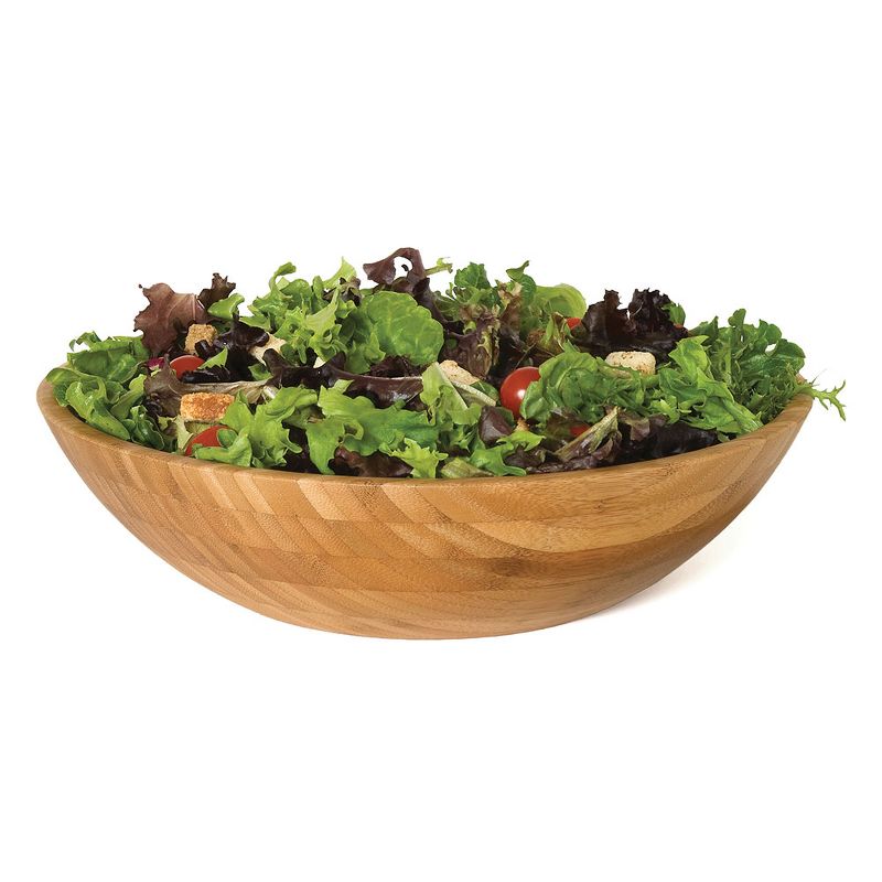 Lipper International 8204 14 Inch Natural Bamboo Wood Salad Serving Bowl, Large