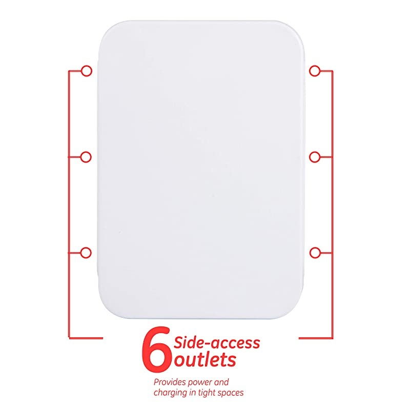 Pro 6 Outlet Wall Tap Sur Protector, Side Access, Power Outlet Adapter, 1200 Joules & Pro Side-Access Swivel Sur Protector, 6-Outlet Wall Tap, 3 Prong, 1200 Joules, 120V AC, 15A, 1800W, White