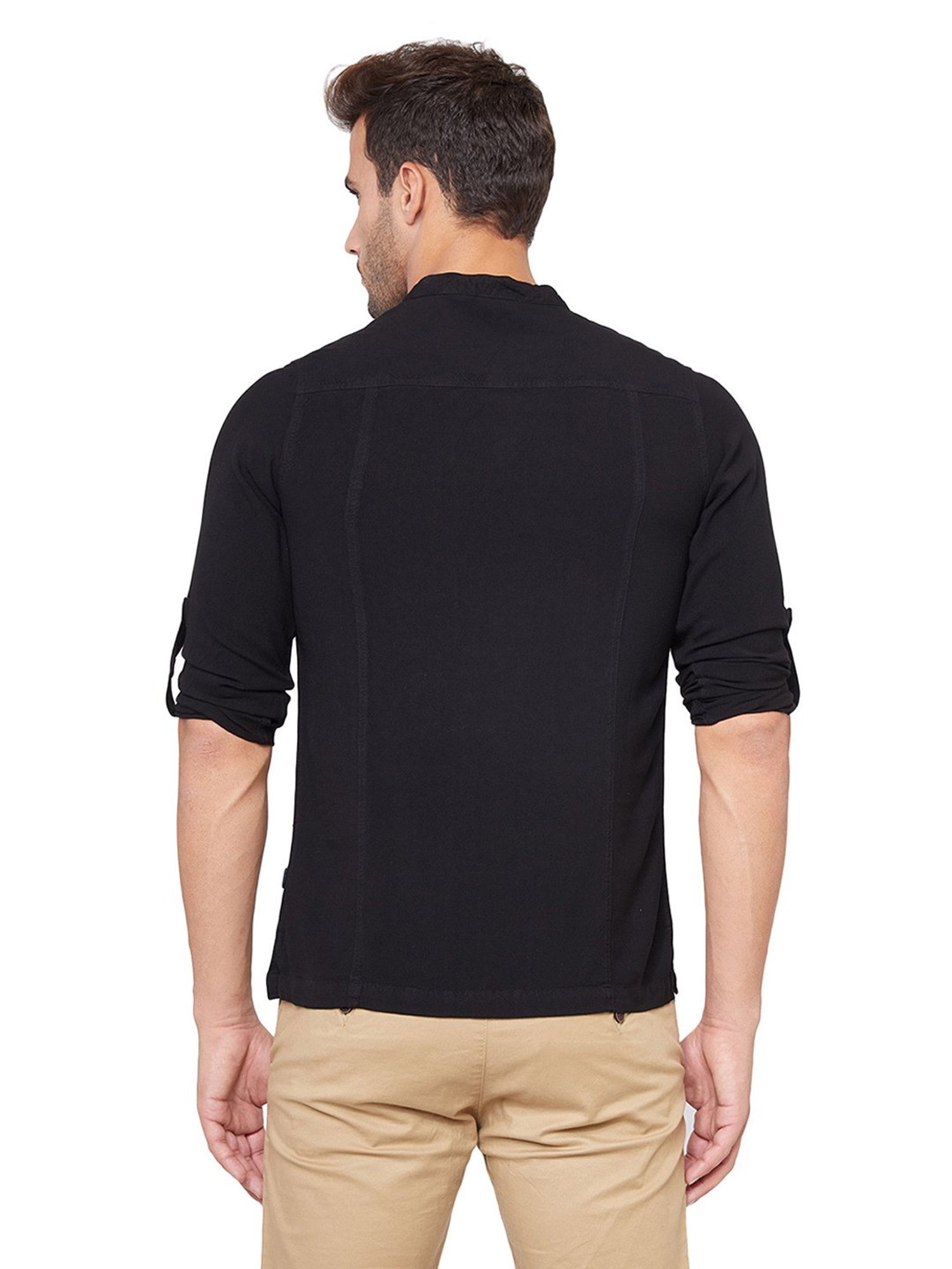 Identiti Black Slim Fit Short Kurta