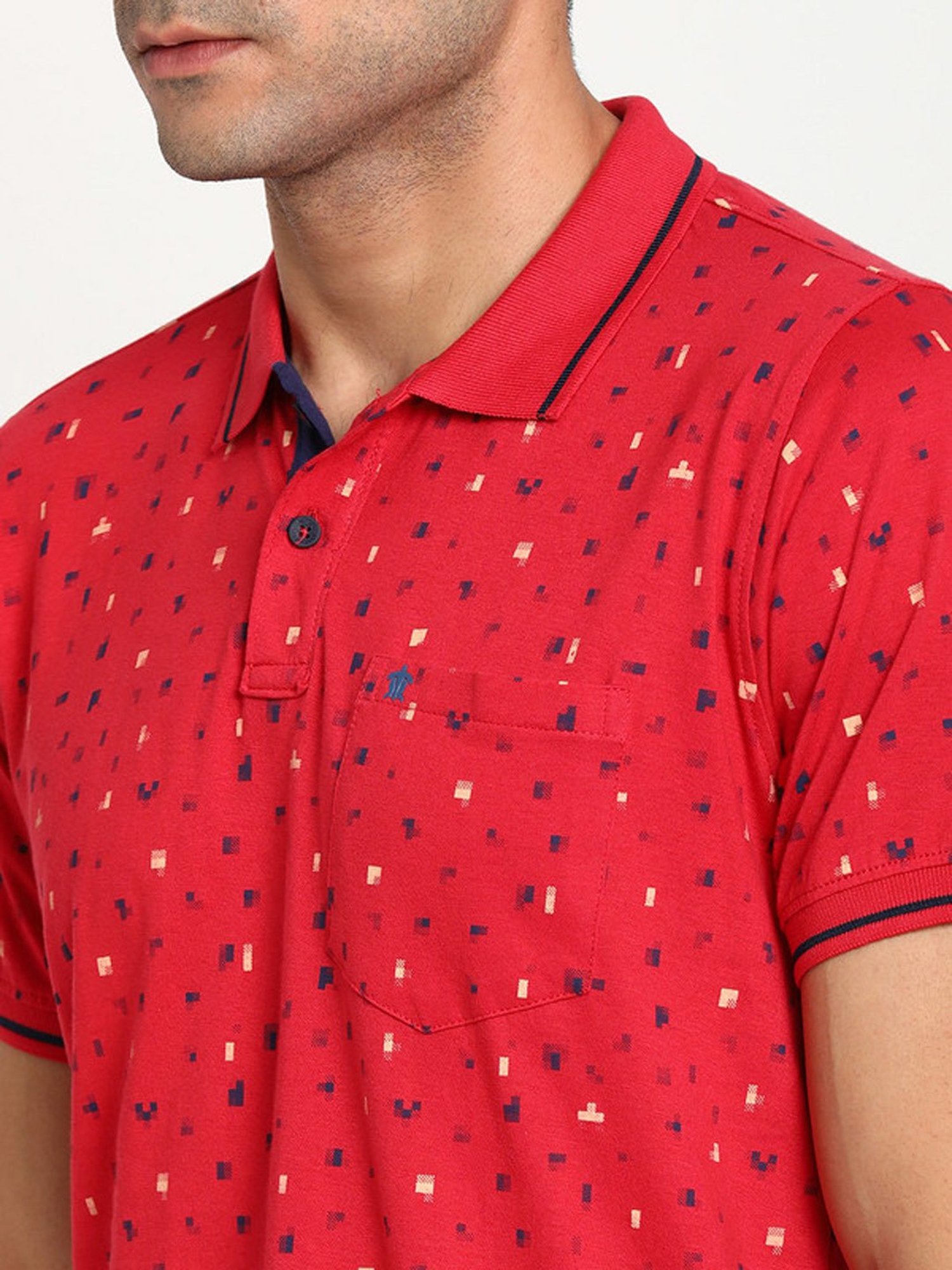 Turtle Red Slim Fit Printed Polo T-Shirt