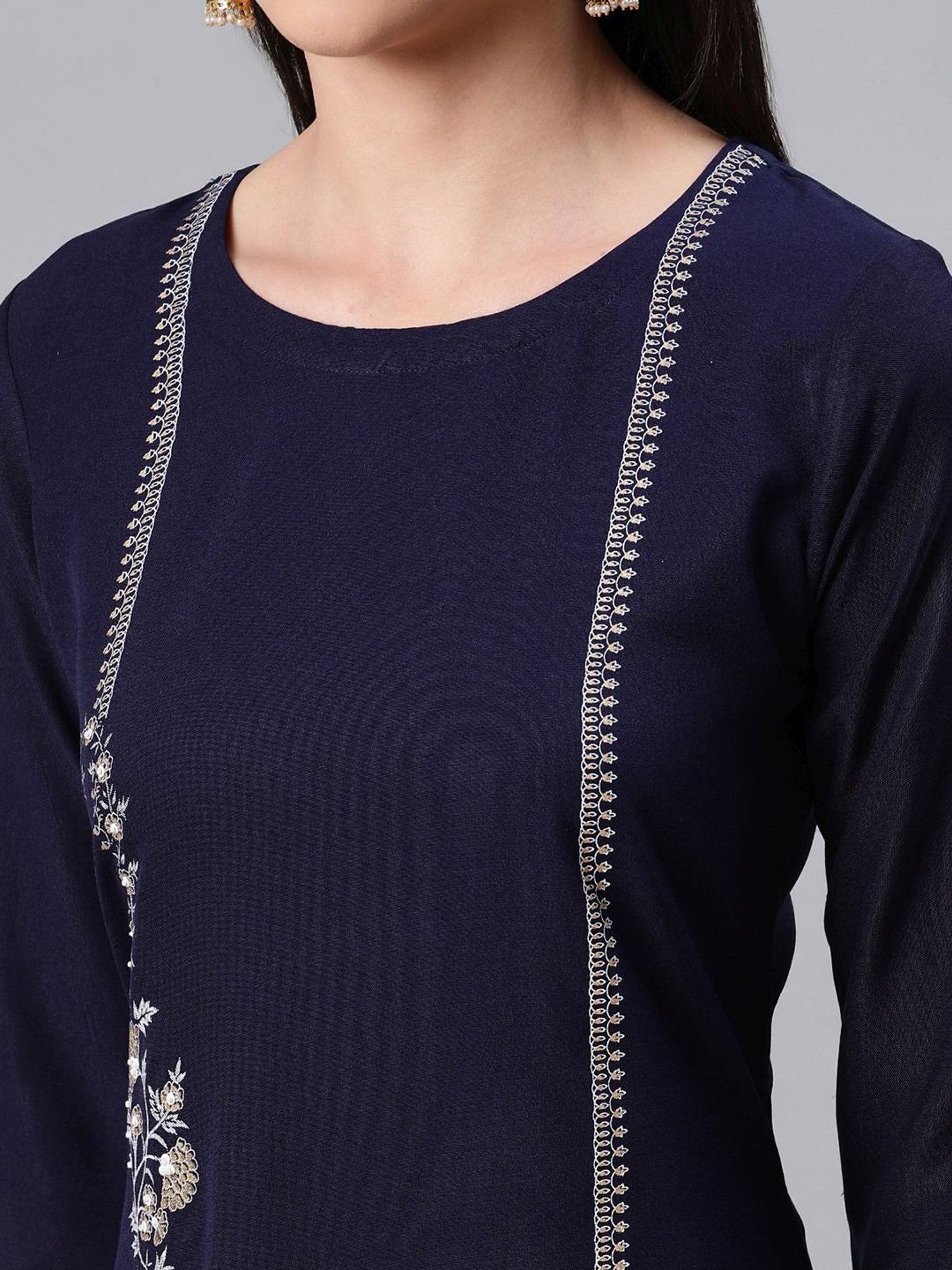 Ziyaa Blue Printed Kurta Pant Set