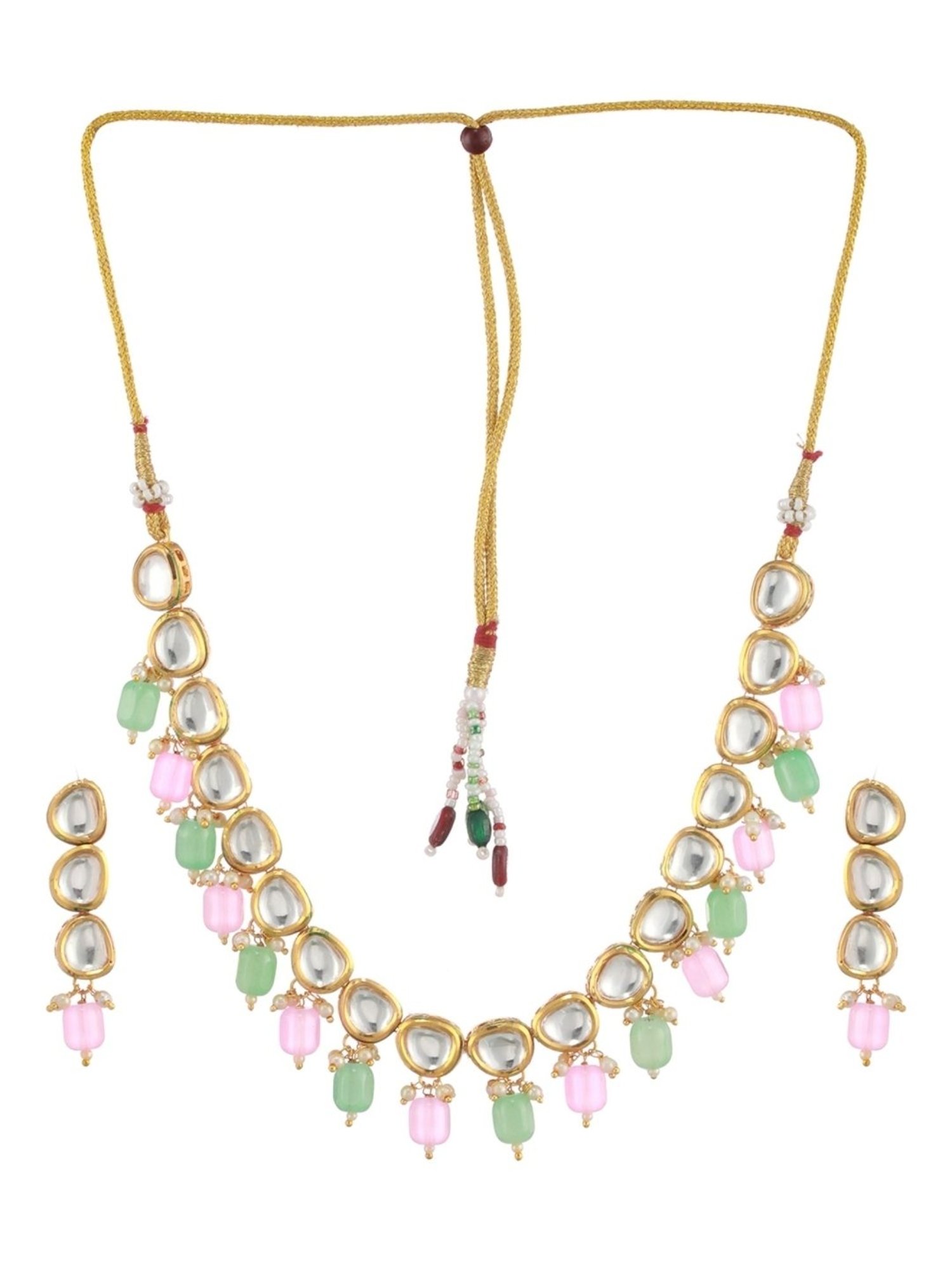 Aatmana Gold-Plated Multi Kundan Studded Necklace Set