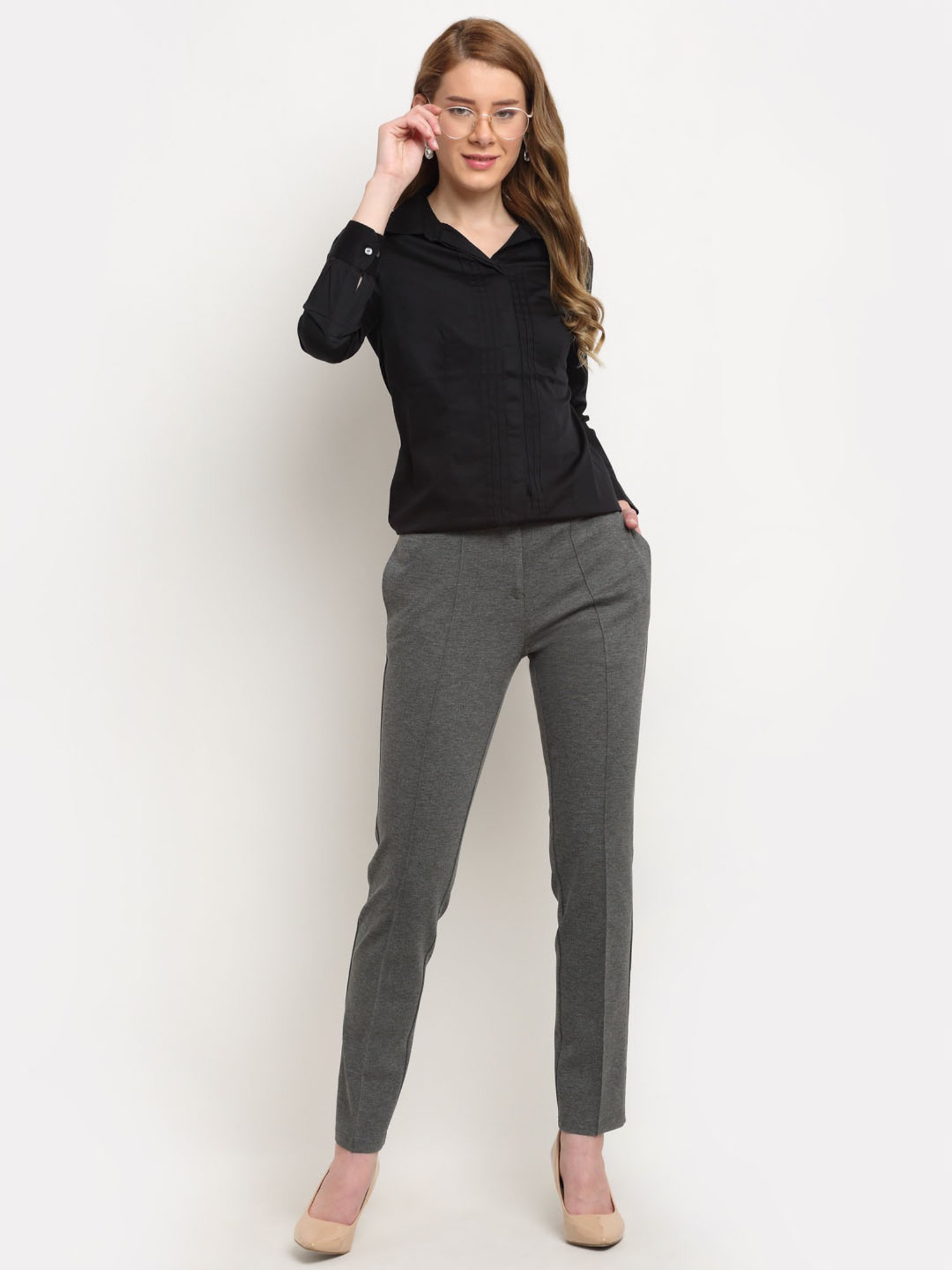 Crozo By Cantabil Black Full Sleeve Shirt