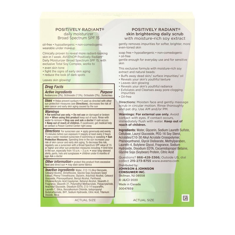 Aveeno Positively Radiant Gift Set Face Scrub and Moisturizer - Set of 2